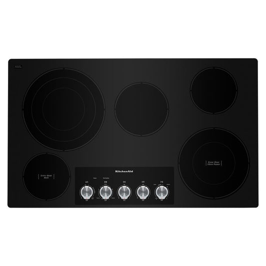 KITCHENAID KCES556HBL 36"" Electric Cooktop With 5 Elements and Knob Controls - Black