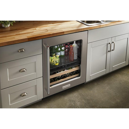 KITCHENAID KUBR214KSB 24"" Beverage Center With Glass Door and Wood-front Racks - Black CA...