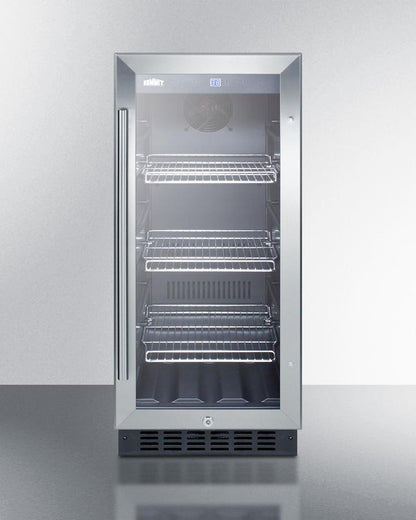 SUMMIT SCR1536BG 15"" Wide Built-in Undercounter Glass Door Beverage Cooler for Home ...