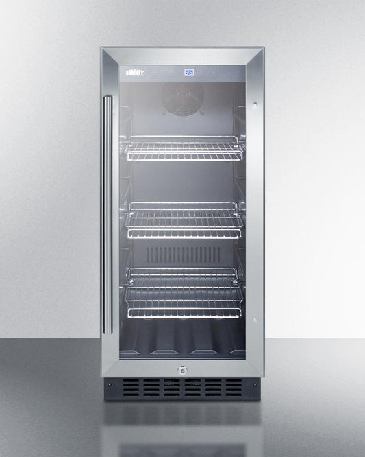 SUMMIT SCR1536BG 15"" Wide Built-in Undercounter Glass Door Beverage Cooler for Home ...