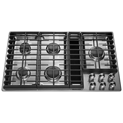 KITCHENAID KCGD506GSS KitchenAid 36"" 5 Burner Gas Downdraft Cooktop - Stainless Steel
