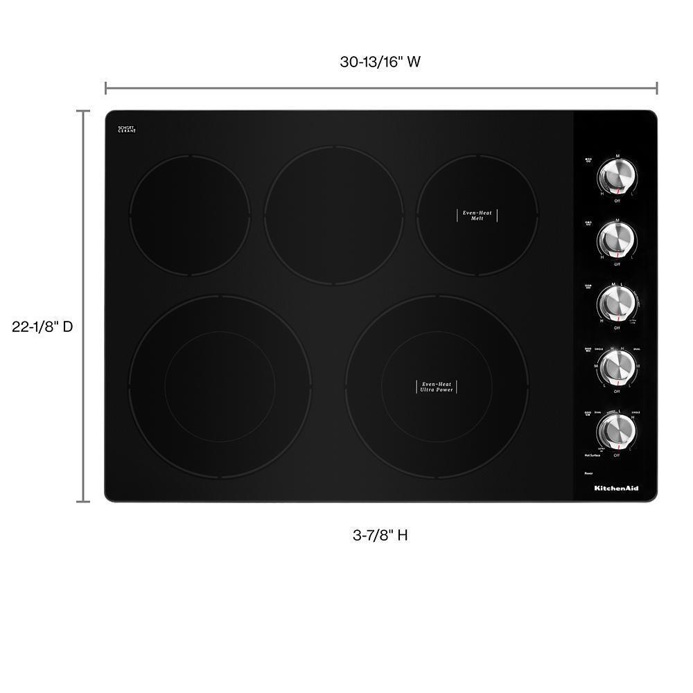 KITCHENAID KCES550HSS 30"" Electric Cooktop With 5 Elements and Knob Controls - Stainless ...