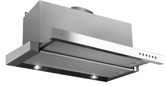 XO APPLIANCE XOC30SC 30"" 600/395 Cfm Under Cabinet Glide Out Visor Italian Made Stainless