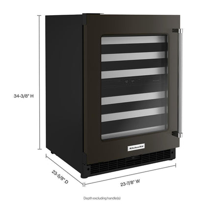 KITCHENAID KUWL314KBS 24"" Undercounter Wine Cellar With Glass Door and Metal-front Racks ...