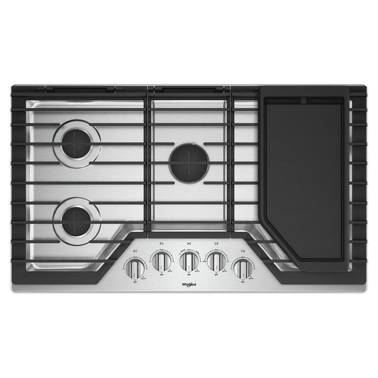 WHIRLPOOL WCG97US6HS Whirlpool 36-inch Gas Cooktop With Griddle - Stainless Steel