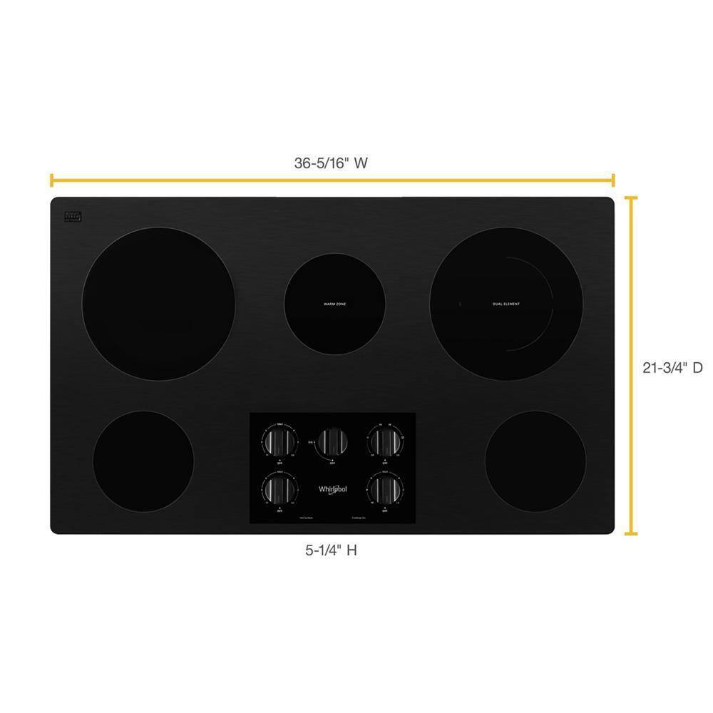 WHIRLPOOL WCE55US6HB 36-inch Electric Ceramic Glass Cooktop With Dual Radiant Element