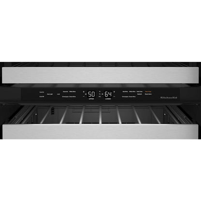 KITCHENAID KUWR314KBS 24"" Undercounter Wine Cellar With Glass Door and Metal-front Racks ...