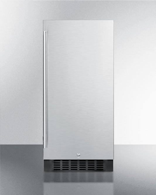 SUMMIT SPR316OS 15"" Wide Built-in Outdoor Refrigerator With Black Cabinet, STAINLES...