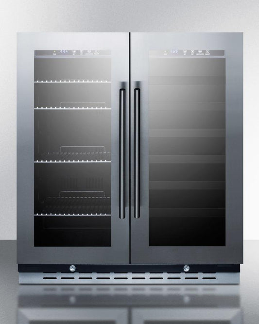 SUMMIT SWBV3067B 30"" Wide Built-in Undercounter Dual Zone Wine and Craft Beer COOLER...