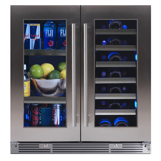 XO APPLIANCE XOU30BWDDGS XO Appliance 30in Beverage/wine Double Door Ss Glass