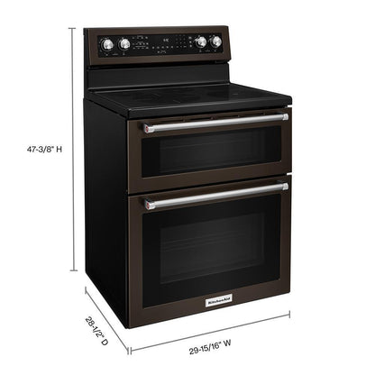 KITCHENAID KFED500EBS Kitchenaid 30-inch 5 Burner Electric Double Oven Convection RANG...