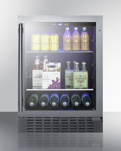 SUMMIT SCR2466B Commercially Approved 24"" Wide Built-in Beverage Refrigerator With ...