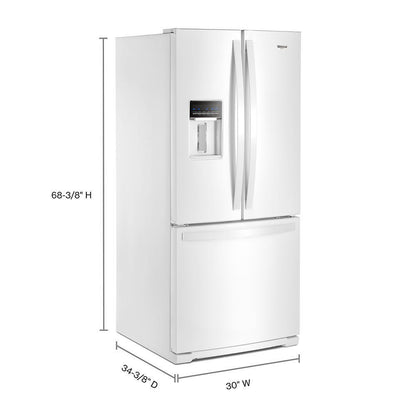 WHIRLPOOL WRF560SEHW Whirlpool 30-inch Wide French Door Refrigerator - 20 Cu. Ft.