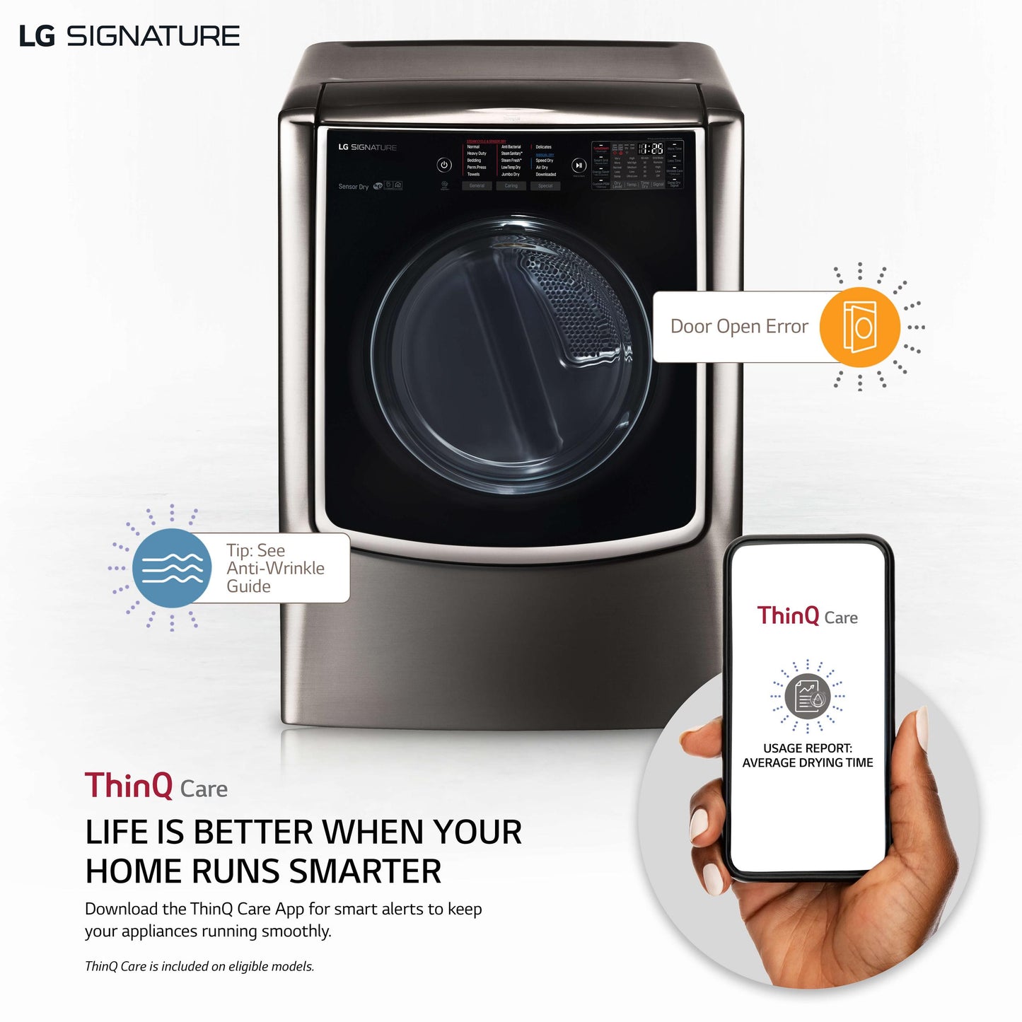 LG DLGX9501K LG Signature: 9.0 MEGA Capacity Turbosteam Gas Dryer