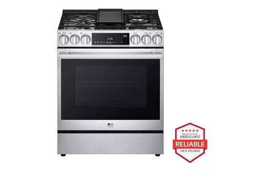 LG LSGS6338F LG Studio 6.3 Cu. Ft. Instaview Gas Slide-in Range With Probake ...