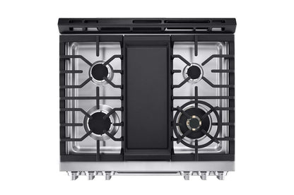 LG LSGS6338F LG Studio 6.3 Cu. Ft. Instaview Gas Slide-in Range With Probake ...