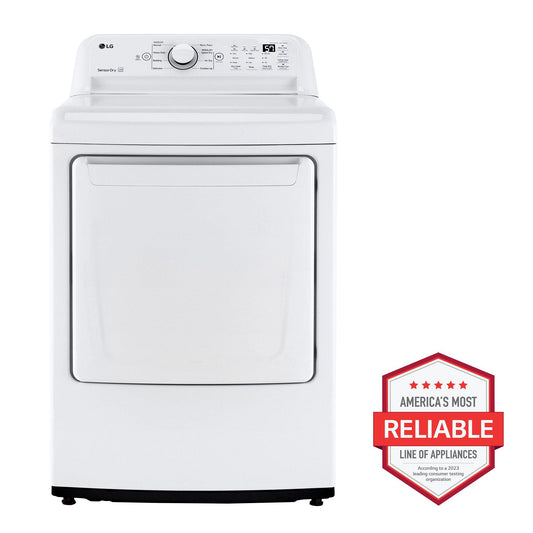 LG DLE7000W 7.3 Cu. Ft. Ultra Large Capacity Top Load Electric Dryer With SENSO...