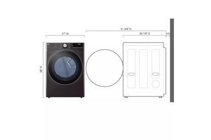 LG DLGX4001B 7.4 Cu. Ft. Ultra Large Capacity Smart Wi-fi Enabled Front Load GAS...