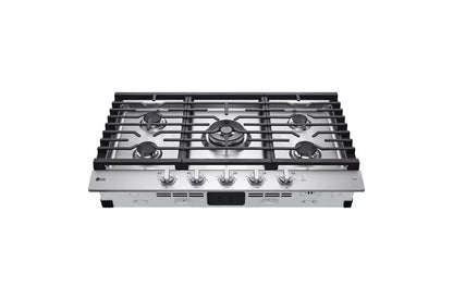 LG CBGJ3627S 36"" Smart Gas Cooktop With Ultraheat 22k BTU Dual Burner and LE...