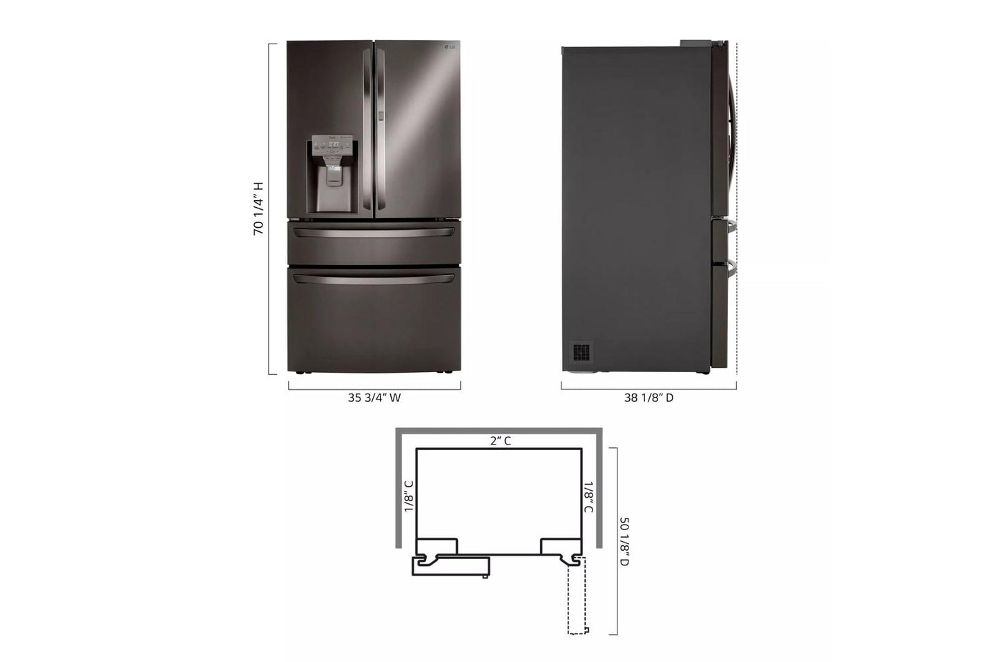 LG LRMDS3006D 30 Cu. Ft. Smart Wi-fi Enabled Refrigerator With Craft Ice Maker
