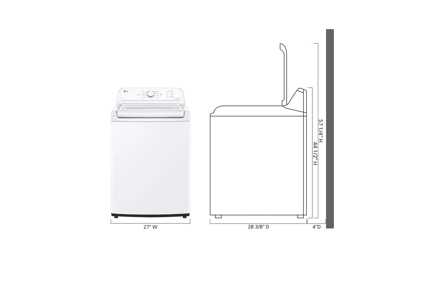 LG WT6105CW 4.1 Cu. Ft. Capacity Top Load Washer With Agitator and Slamproof GL...