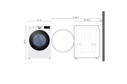 LG DLEX4000W 7.4 Cu. Ft. Ultra Large Capacity Smart Wi-fi Enabled Front Load ELE...