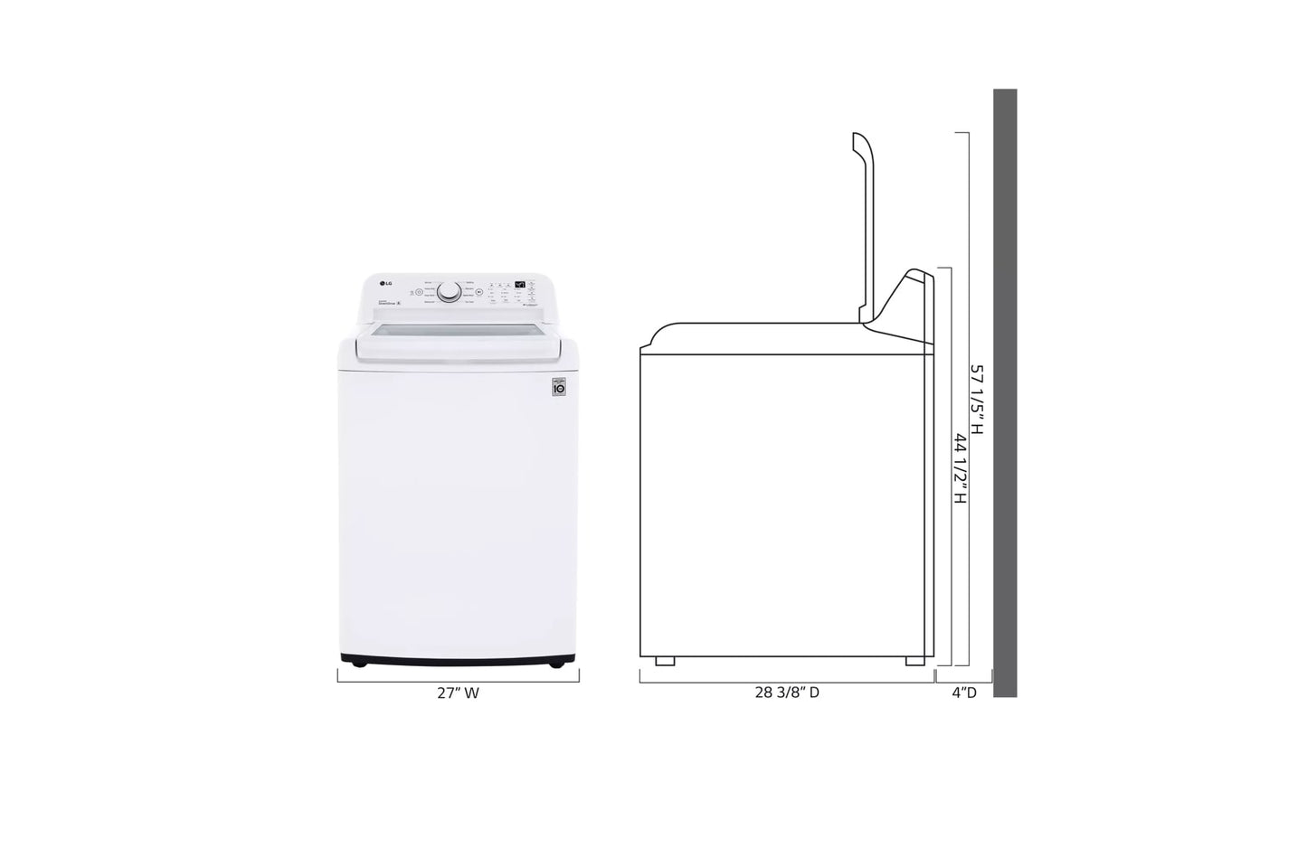 LG WT7000CW 4.5 Cu. Ft. Ultra Large Capacity Top Load Washer With TURBODRUM...