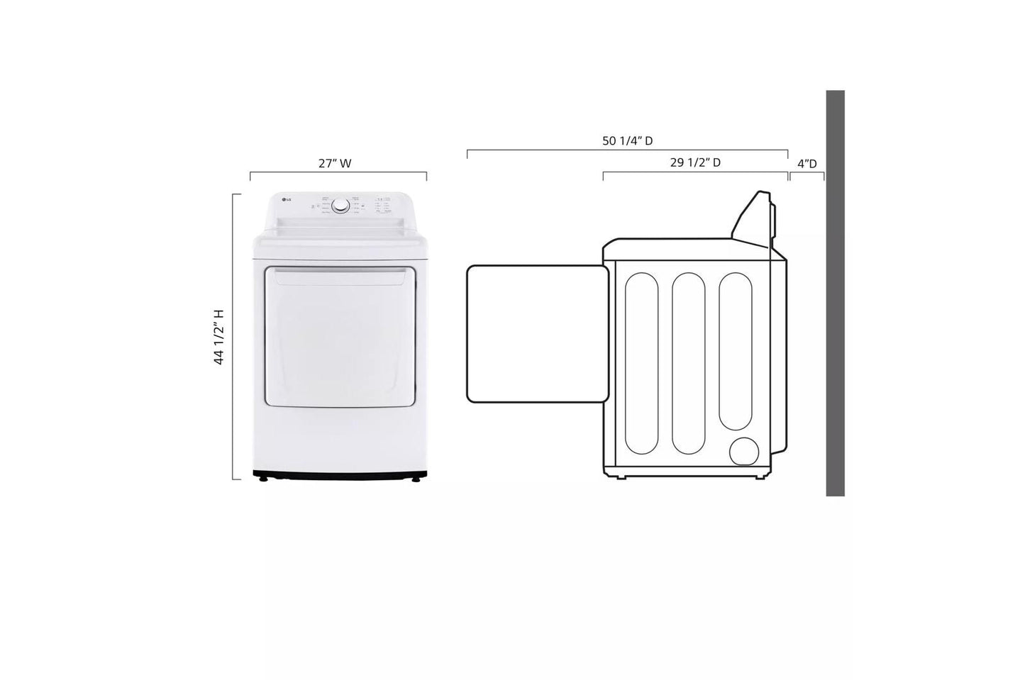 LG DLG6101W 7.3 Cu. Ft. Rear Control Gas Energy Star Dryer With Sensor Dry
