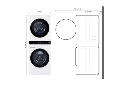 LG WKHC252HWA Single Unit LG Washtower With Center Control 5.0 Cu. Ft. FR...