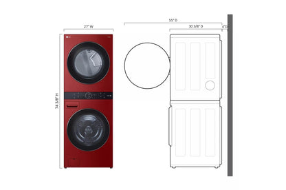 LG WKGX201HRA Single Unit Front Load LG Washtower With Center Control 4.5...