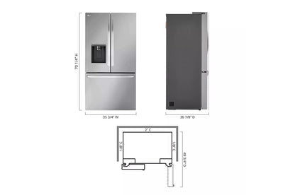 LG LRFXS3106S 31 Cu. Ft. Smart Standard-depth Max French Door Refrigerator WI...