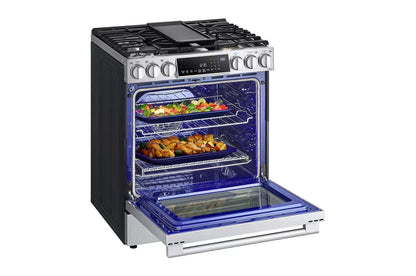 LG LSGS6338F LG Studio 6.3 Cu. Ft. Instaview Gas Slide-in Range With Probake ...