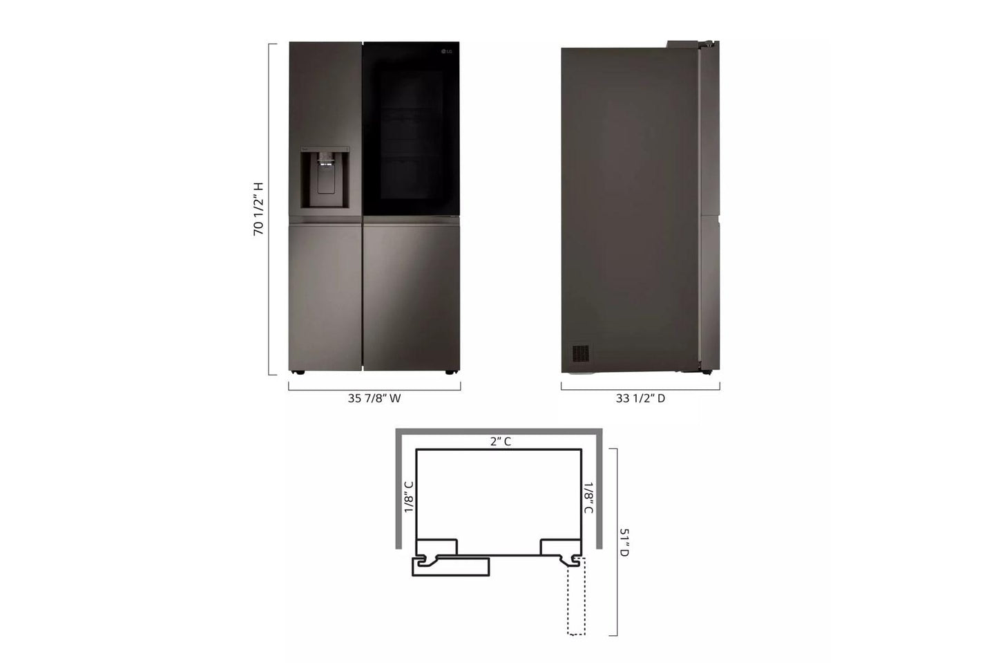 LG LRSOS2706D LG 27 Cu. Ft. Side-by-side Instaview Refrigerator
